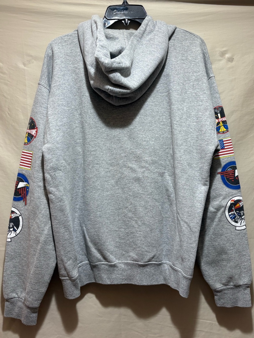 NASA Logo Men’s Size L Gray Pullover Hoodie with Sleeve Print - Picture 4 of 5